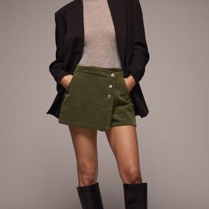 NWT ZARA olive green corduroy skort
